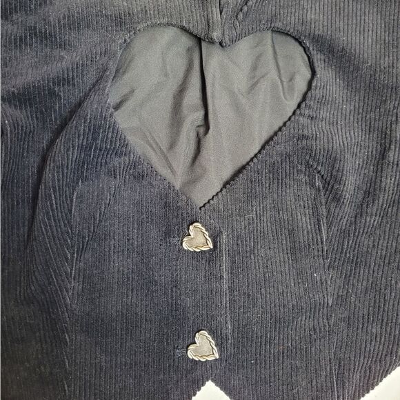 Y2K‎ Blacklist goth witchy black corduroy heart cutout bolero crop jacket S - Picture 5 of 9